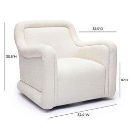 Charli Cream Basketweave Chenille Swivel Chair