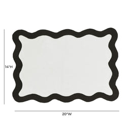 Scalloped Edge Black and White Cotton Placemat - Set of 4