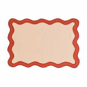Scalloped Edge Rust and Orange Cotton Placemat - Set of 4
