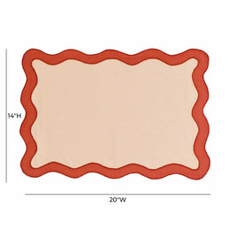 Scalloped Edge Rust and Orange Cotton Placemat - Set of 4
