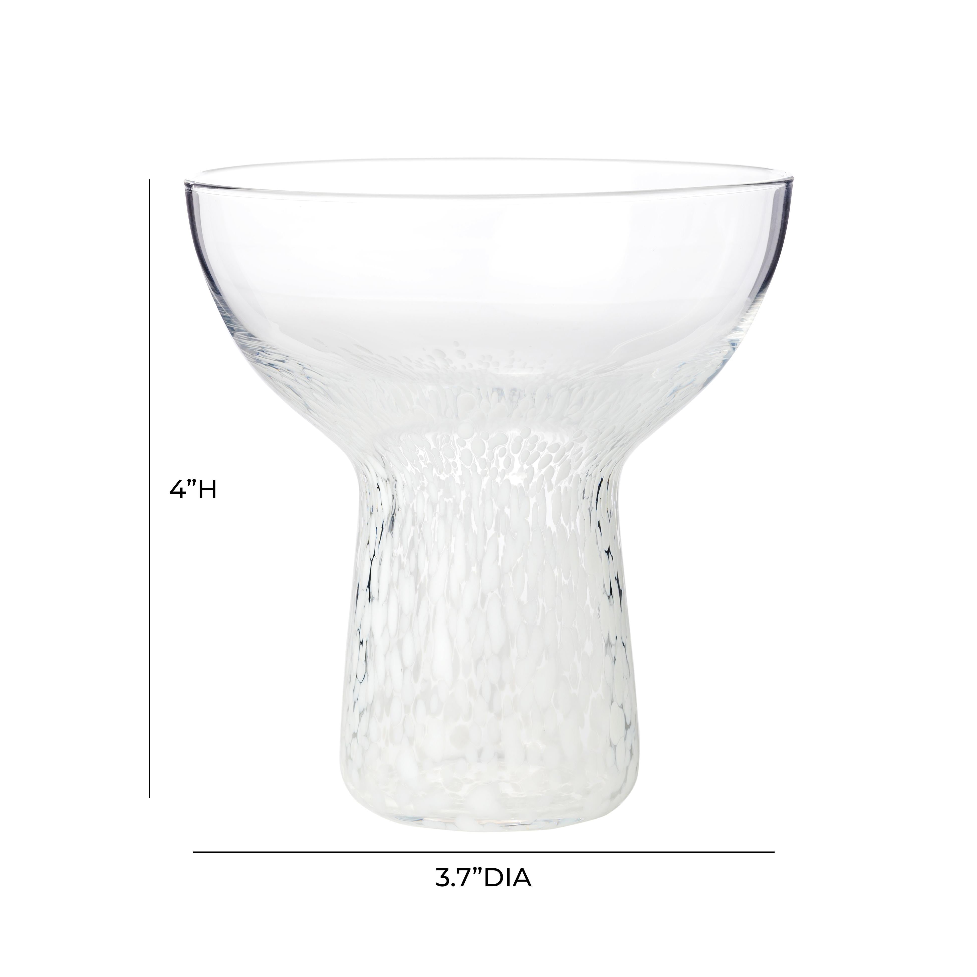 Dottie Clear White Dots Handblown Cocktail Glass - Set of 4