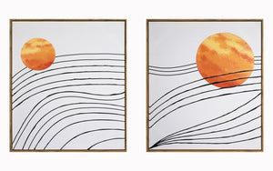 Hand Painted Textured Canvas In Frame (Set) Curated Canvas