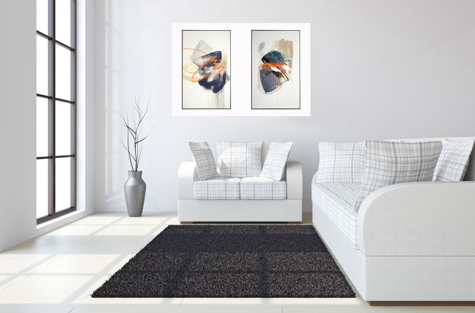 Hand Painted Textured Canvas In Frame (Set) Curated Canvas