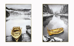 Hand Painted Textured Canvas In Frame (Set) Curated Canvas