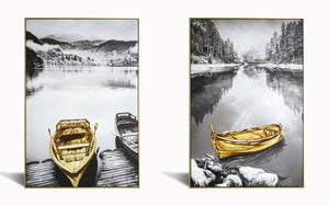 Hand Painted Textured Canvas In Frame (Set) Curated Canvas