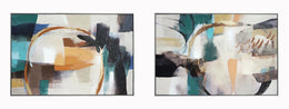Hand Painted Textured Canvas In Frame (Set) Curated Canvas