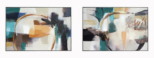 Hand Painted Textured Canvas In Frame (Set) Curated Canvas
