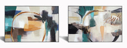 Hand Painted Textured Canvas In Frame (Set) Curated Canvas