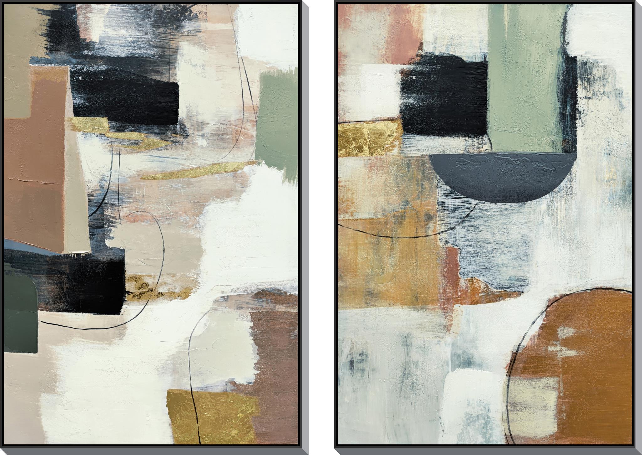 Hand Painted Textured Canvas In Frame (Set 2) Curated Canvas