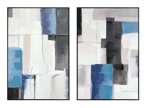 Hand Painted Textured Canvas In Frame - Set Curated Canvas