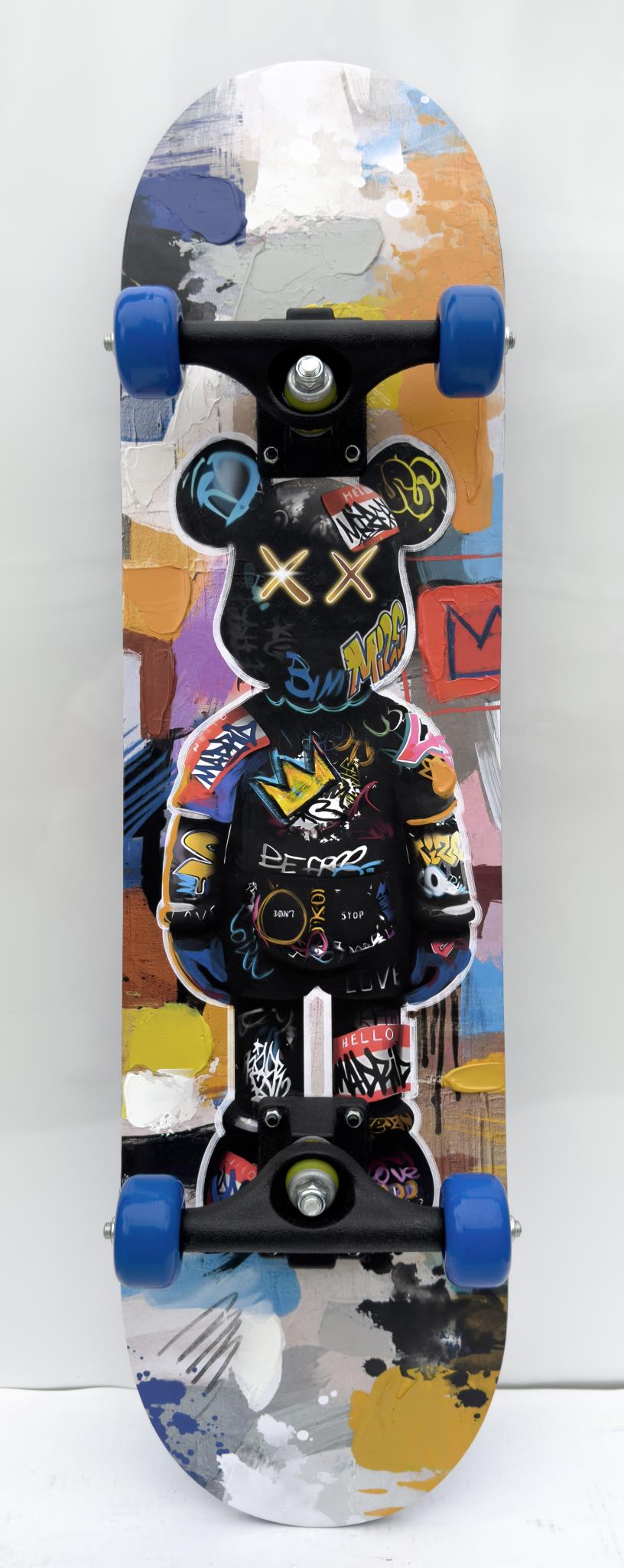 Skateboard - Graffiti Bear Blue Mixed Media