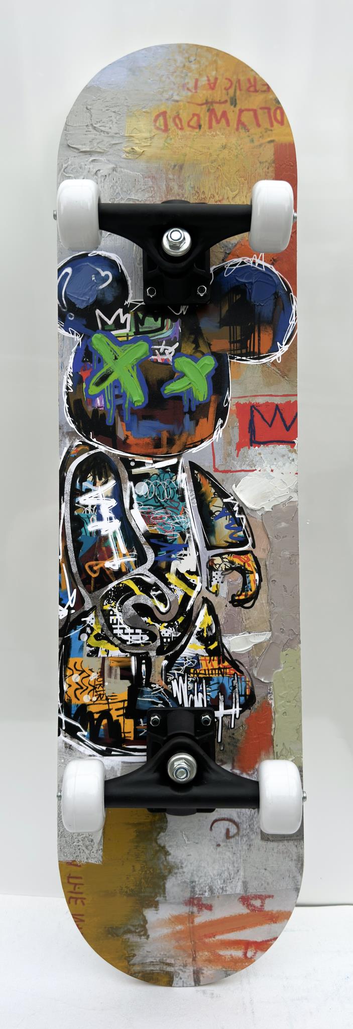 Skateboard - Graffiti Bear White Mixed Media