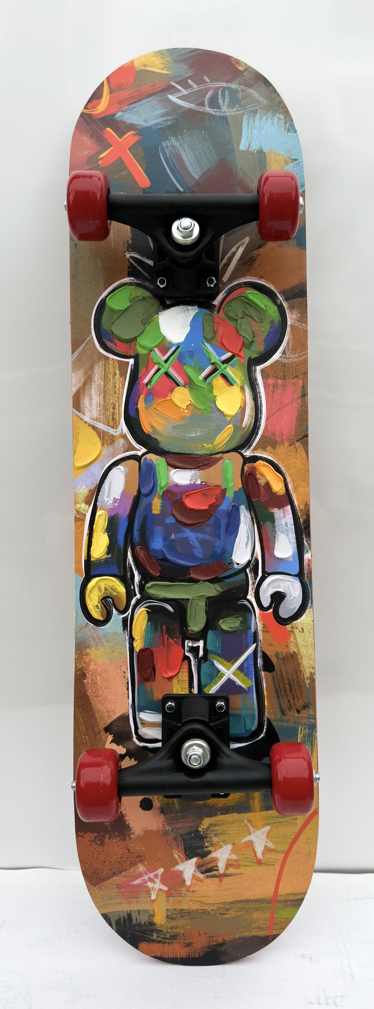 Skateboard - Graffiti Bear Red Mixed Media