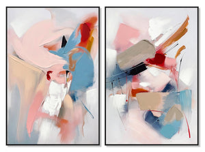 Abstract Pinks And Blues (Set 2) Curated Canvas