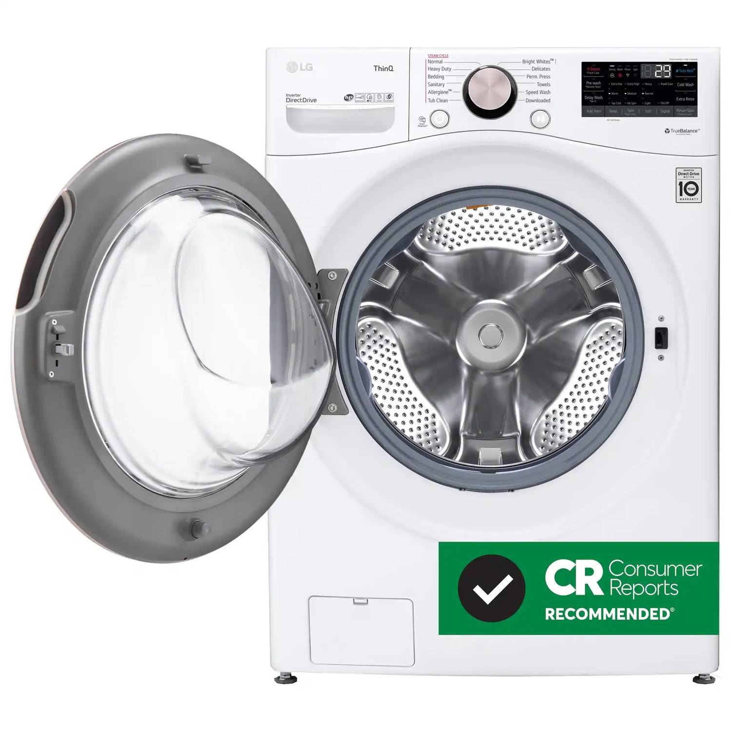 Package - LG - 4.5 Cu. Ft. High-Efficiency Stackable Smart Front Load Washer with Steam and Built-In Intelligence and 7.4 Cu. Ft. Stackable Smart Electric Dryer with Steam and Built-In Intelligence - White