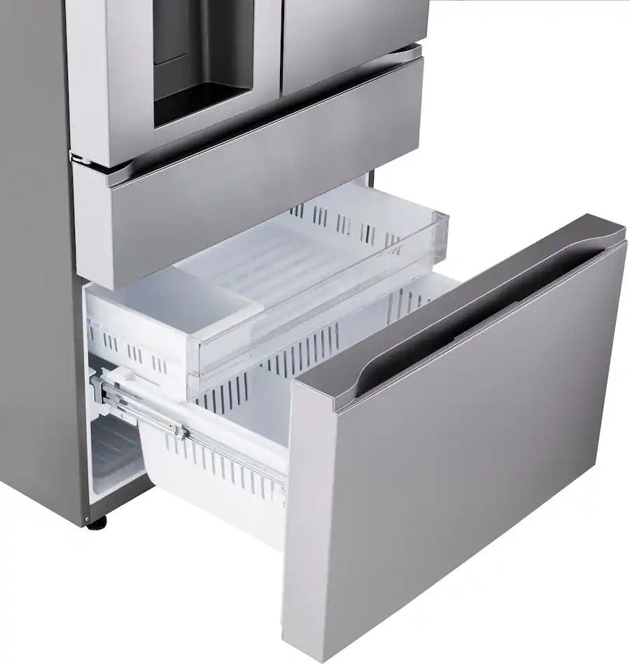 LG - 36-in Wide Standard-Depth MAX 28.6 Cu. Ft. 4-Door French Door Refrigerator Smart Refrigerator with Full Convert Drawer - PrintProof Stainless Steel Look