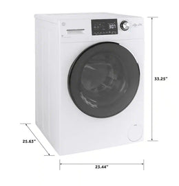 GE - 2.4 Cu. Ft. High-Efficiency Front Load Washer and Electric Condenser Dryer Combo with Steam and Sanitize - White