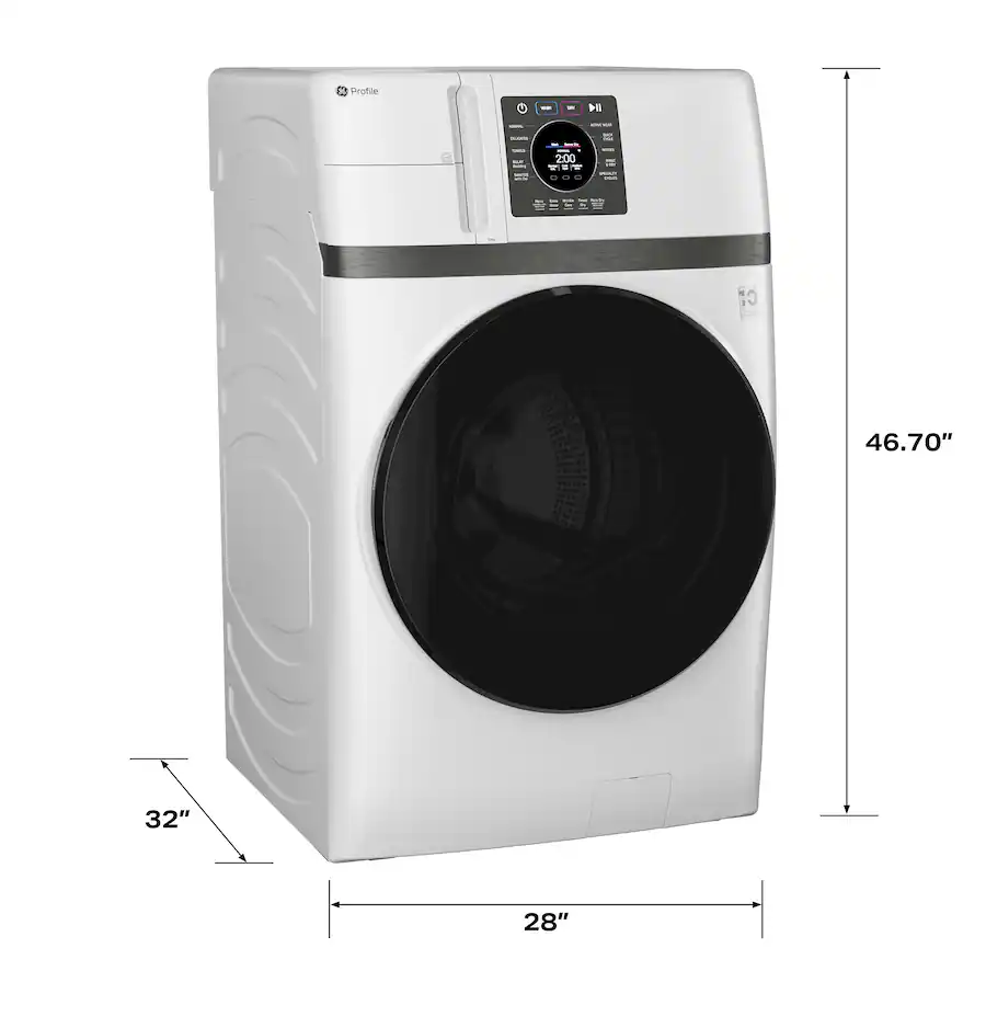 GE Profile - UltraFast 4.6 Cu. Ft. High-Efficiency Smart Front Load Washer and Electric Dryer Combo with Steam and Ventless Heat Pump - White