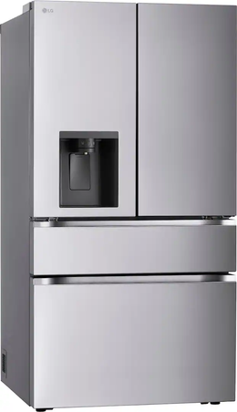 LG - 36-in Wide Standard-Depth MAX 28.6 Cu. Ft. 4-Door French Door Refrigerator Smart Refrigerator with Full Convert Drawer - PrintProof Stainless Steel Look