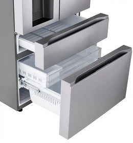 LG - 36-in Wide Standard-Depth MAX 28.6 Cu. Ft. 4-Door French Door Refrigerator Smart Refrigerator with Full Convert Drawer - PrintProof Stainless Steel Look