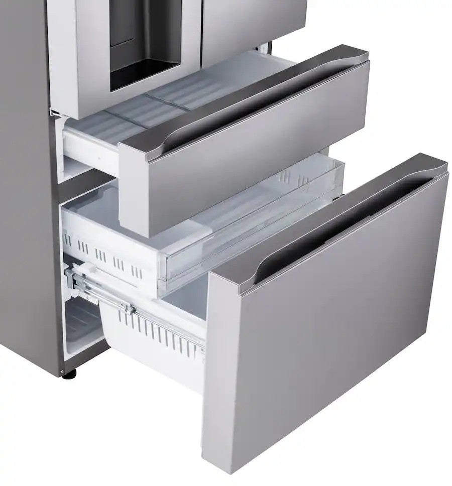 LG - 36-in Wide Standard-Depth MAX 28.6 Cu. Ft. 4-Door French Door Refrigerator Smart Refrigerator with Full Convert Drawer - PrintProof Stainless Steel Look