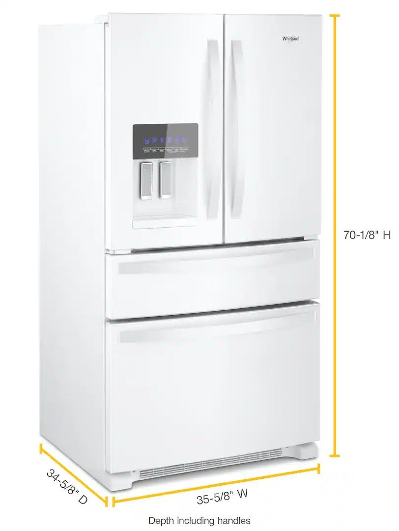 Whirlpool - 36 in. Wide 25 cu. ft. French Door Refrigerator with Two-Tier Freezer Storage - White