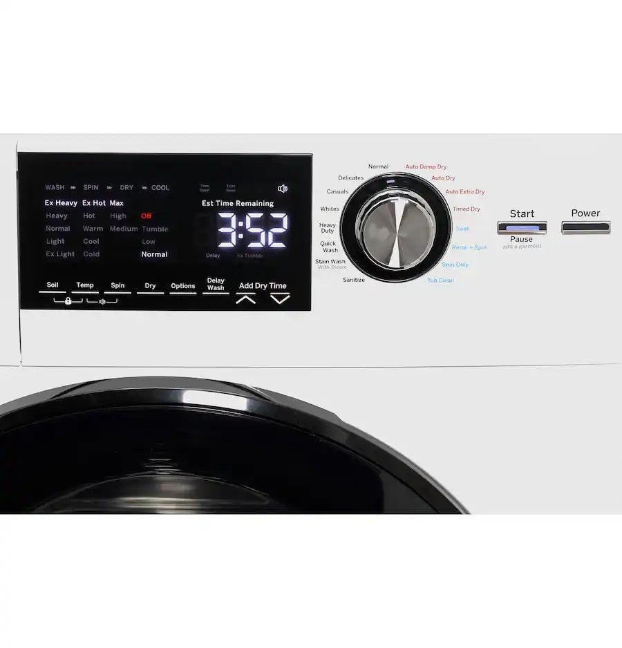 GE - 2.4 Cu. Ft. High-Efficiency Front Load Washer and Electric Condenser Dryer Combo with Steam and Sanitize - White