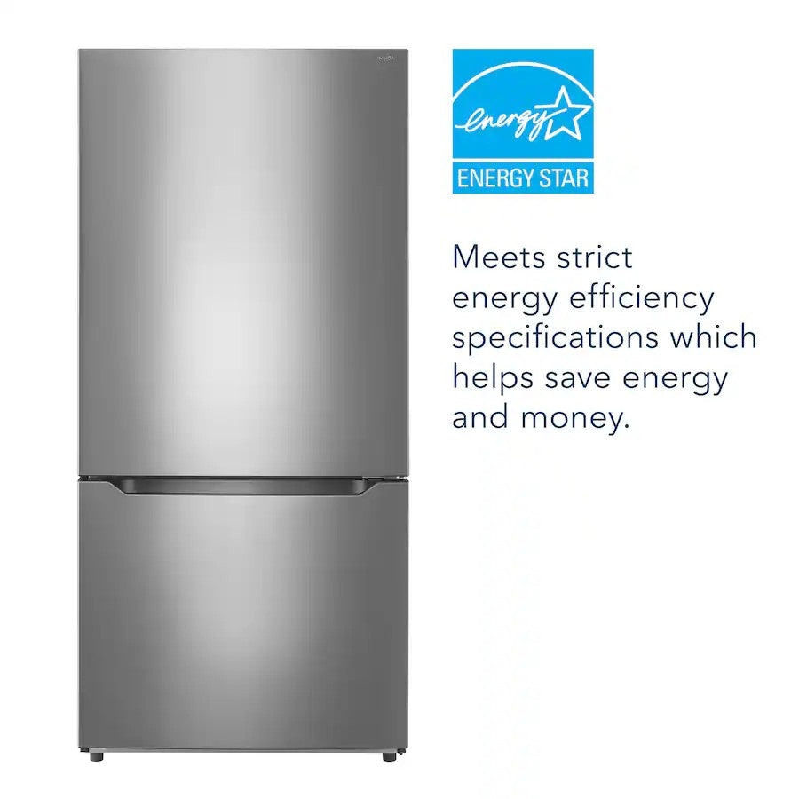Insignia™ - 30 in. Wide 18.6 Cu. Ft. Bottom Freezer Refrigerator with ENERGY STAR Certification - Stainless Steel