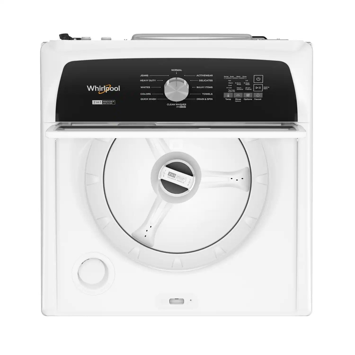 Package - Whirlpool - 4.7-4.8 Cu. Ft. Top Load Washer with 2 in 1 Removable Agitator and 7.0 Cu. Ft. Electric Dryer with Steam and Moisture Sensing - White