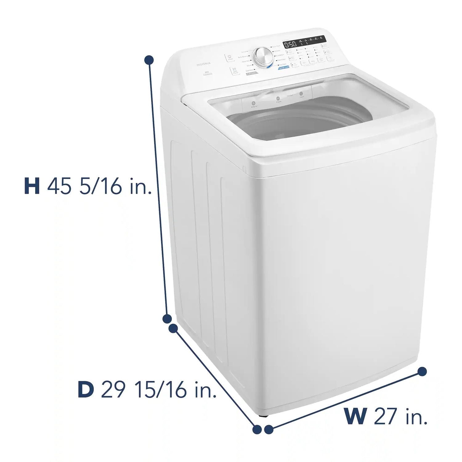 Package - Insignia™ - 4.1 Cu. Ft. Top Load Washer with ColdMotion Technology and 7 Cu. Ft. Electric Dryer with Sensor Dry - White
