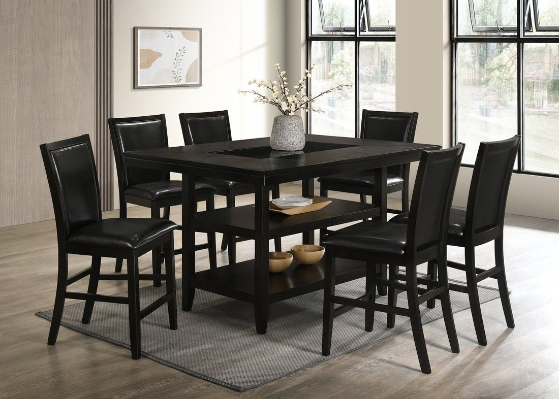 CondorPU Black - Counter Height Table with 6 Chairs