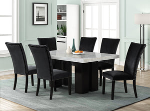 1220 Black - (FAUX MARBLE) Dining Table with 6 Chairs