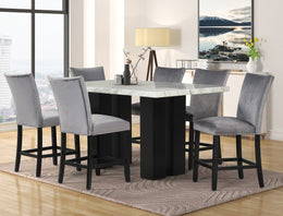 2220 Black - (FAUX MARBLE) Counter Height Table Set