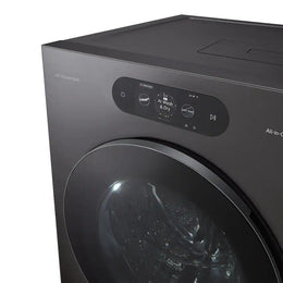 LG - SIGNATURE 5.8 Cu. Ft. High Efficiency Ventless Smart Front Load Washer Electric Dryer Combo with Steam and ezDispense - Brushed Black Steel