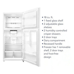 Insignia™ - 30 in. Wide 18 Cu. Ft. Top-Freezer Refrigerator with ENERGY STAR Certification - White