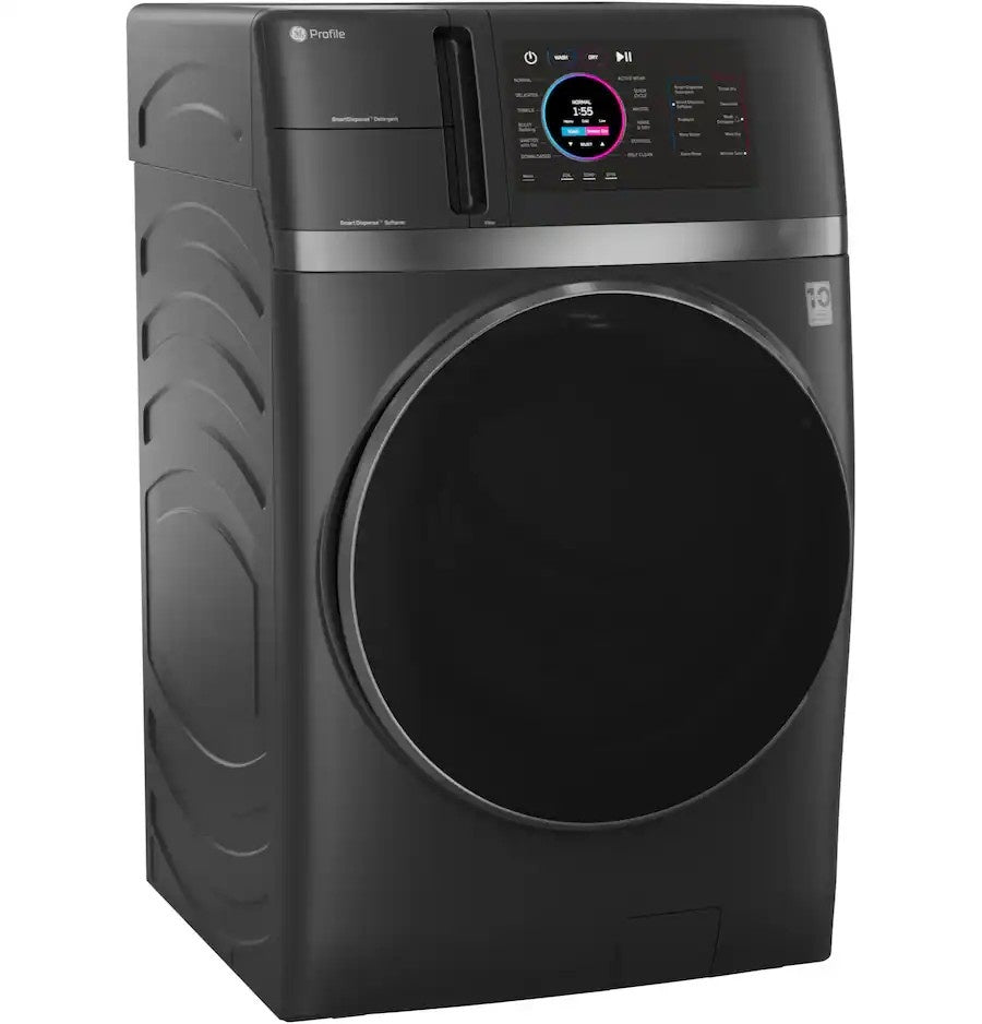 GE Profile - UltraFast 4.8 Cu. Ft. High-Efficiency Smart Front Load Washer and Electric Dryer Combo with Ventless Heat Pump - Carbon Graphite