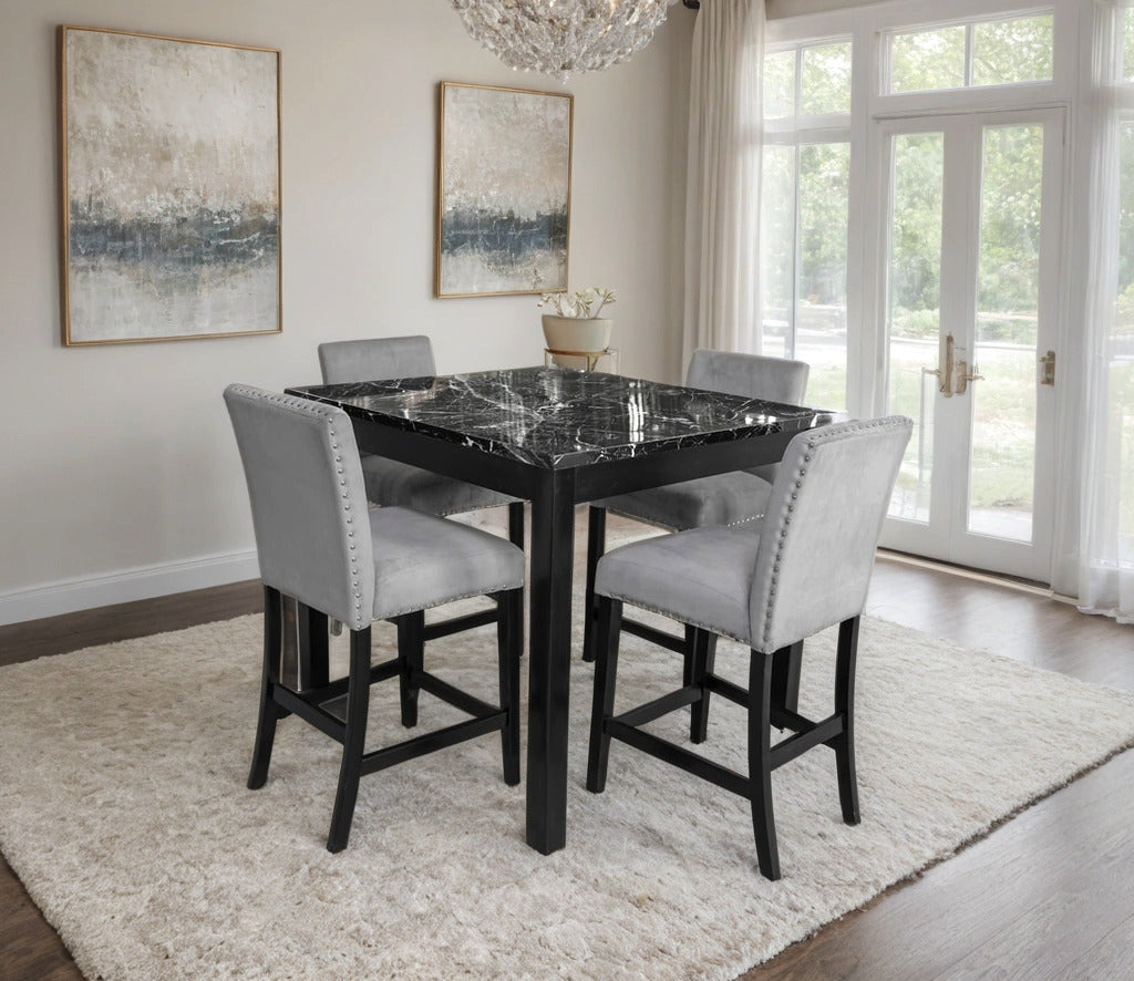 Dior Oynx Gray-Pub Table with 4 Chairs
