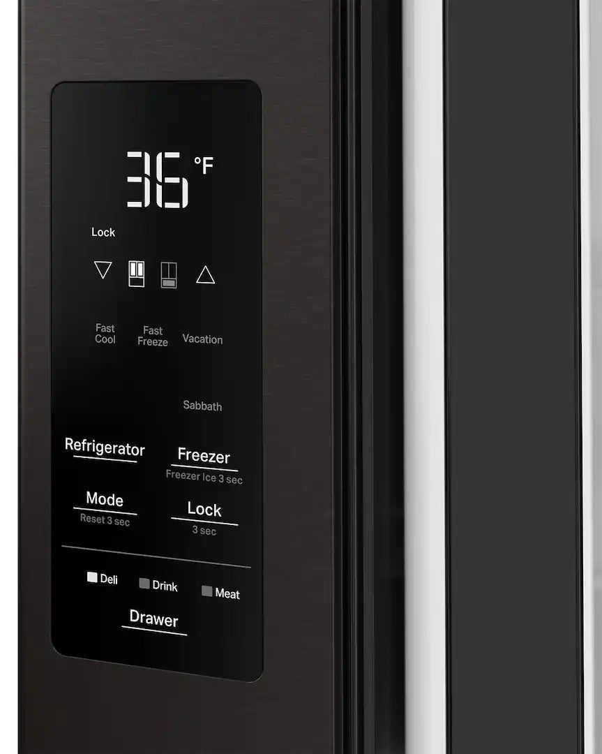 Whirlpool - 36 in. Wide 29 cu. ft. Family-Sized Capacity French Door Refrigerator with Flexible Temperature Drawer - Print Resist Blk Stnlss