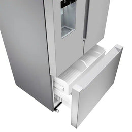 Bosch - 100 Series 36 in. Wide 26 Cu. Ft. French Door Bottom Freezer Smart Refrigerator with External Ice and Water - Stainless Steel