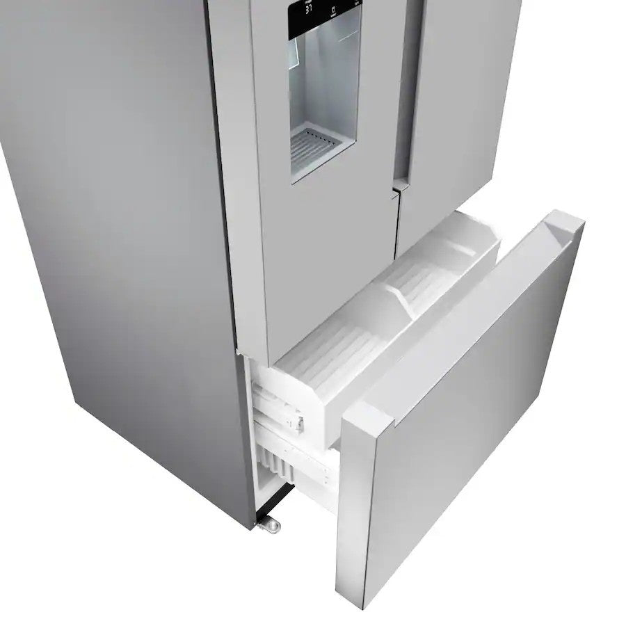 Bosch - 100 Series 36 in. Wide 26 Cu. Ft. French Door Bottom Freezer Smart Refrigerator with External Ice and Water - Stainless Steel