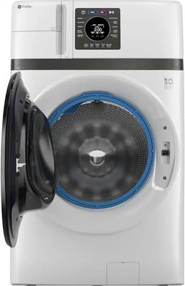 GE Profile - UltraFast 4.6 Cu. Ft. High-Efficiency Smart Front Load Washer and Electric Dryer Combo with Steam and Ventless Heat Pump - White