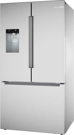 Bosch - 100 Series 36 in. Wide 26 Cu. Ft. French Door Bottom Freezer Smart Refrigerator with External Ice and Water - Stainless Steel