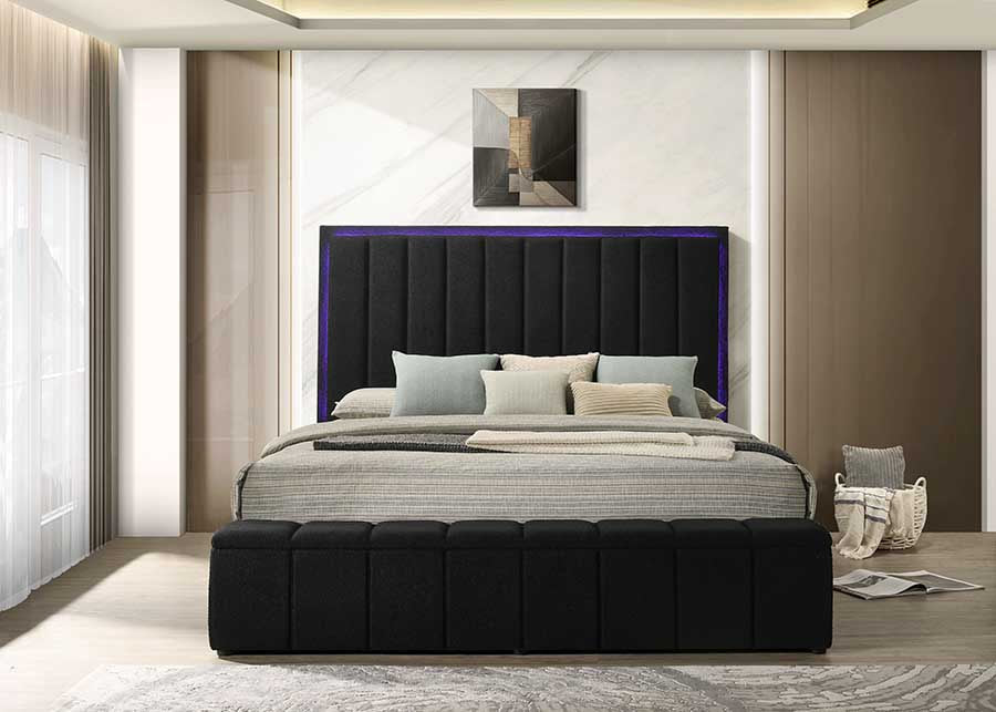 Florence Black Bouclé Platform Bed