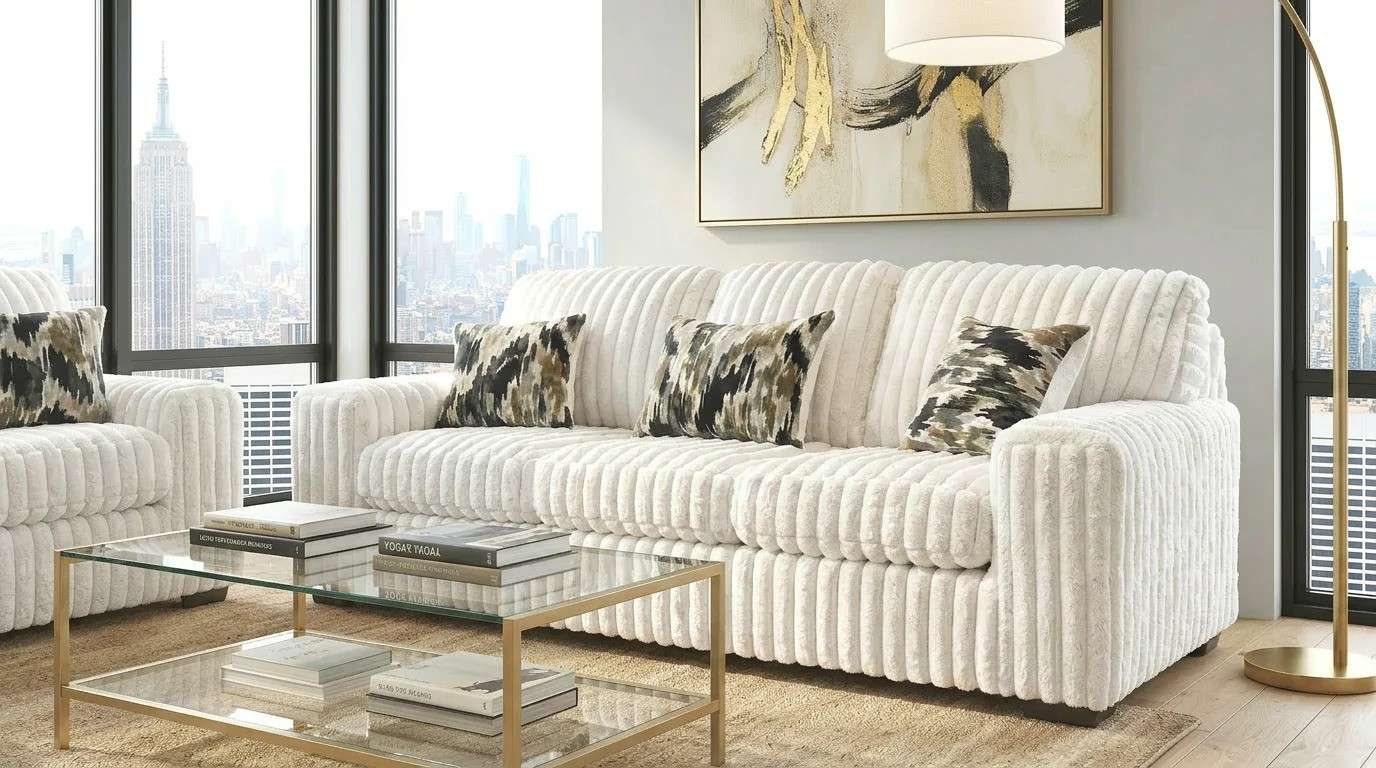 S319 Sofa and Loveseat (Ivory)