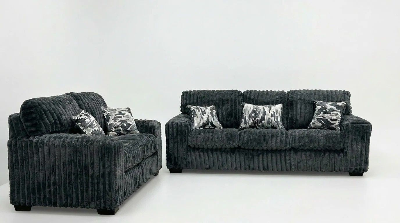 S319 Sofa and Loveseat (Charcoal)