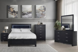 MOONLIGHT BLACK - 5pc Queen, King Bedroom Set