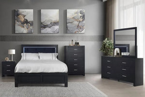 MOONLIGHT BLACK - 5pc Queen, King Bedroom Set