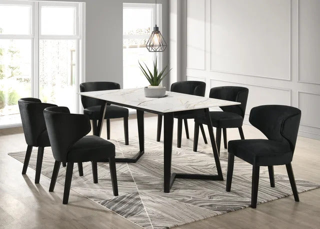 Hamilton Black Dining Table + 6 Chair Set