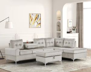 Anserra Gray Reversible Sectional with Ottoman Set