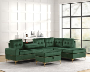 Anserra Green Reversible Sectional with Ottoman Set